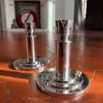 Paire de Bougeoirs Art Déco Ercuis en Métal Argenté