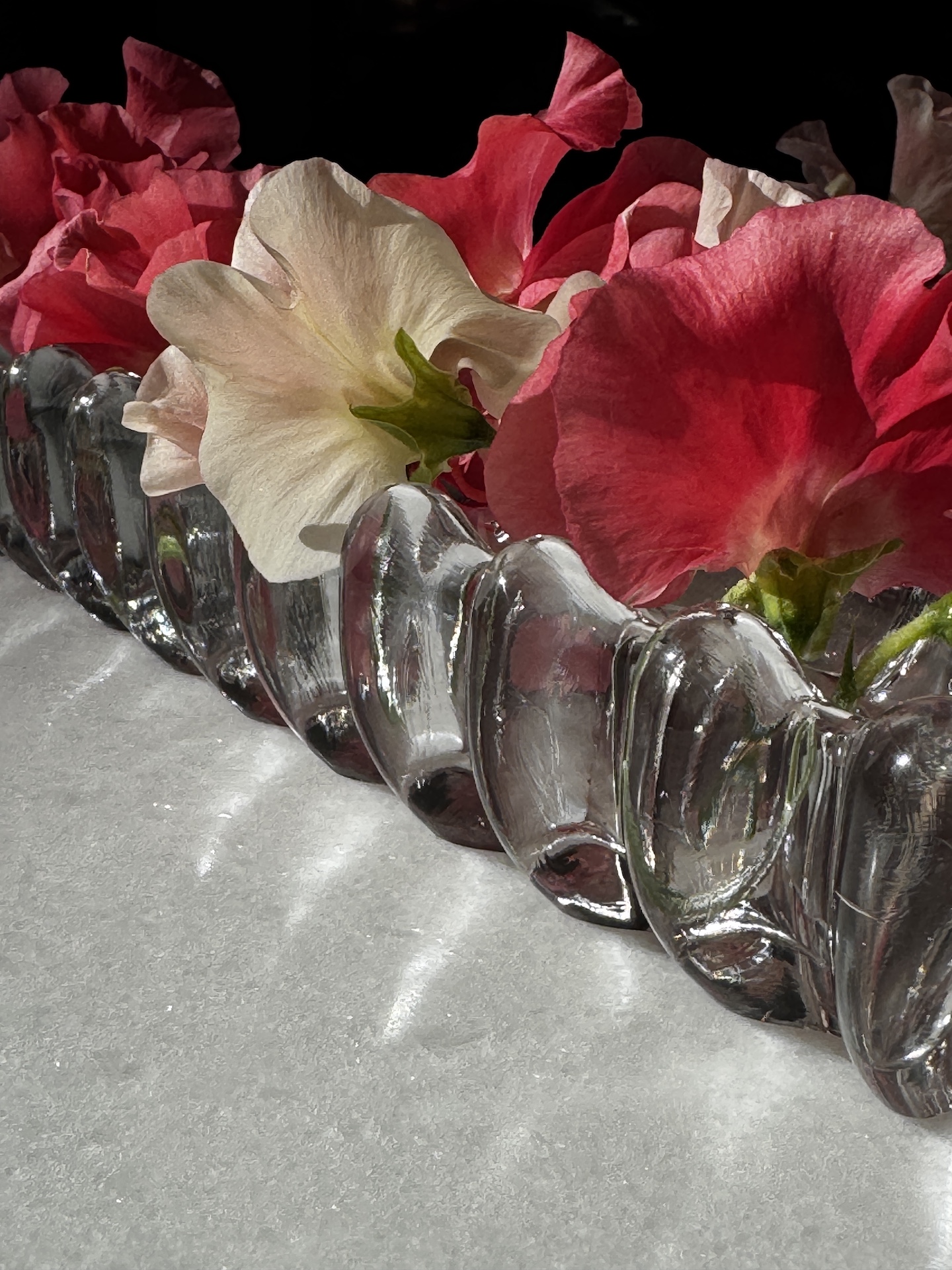 Chemin de Table en Cristal Art Deco 8 pièces dont 2 Bougeoirs