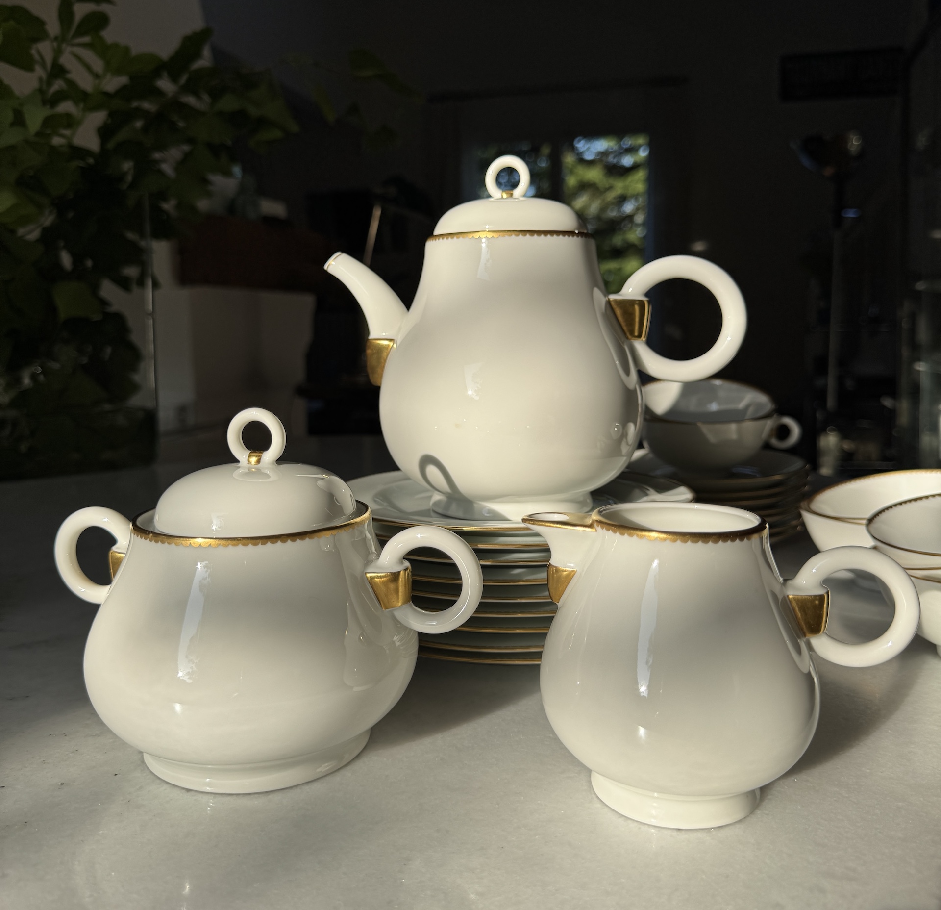 Limoges White and Gold Porcelain Tea and Dessert Service by Albert Vignaud