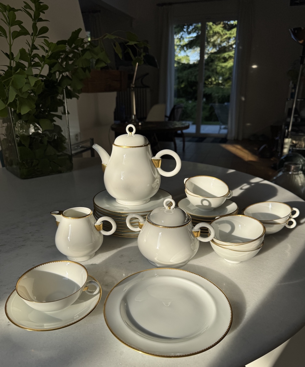 Limoges White and Gold Porcelain Tea and Dessert Service by Albert Vignaud