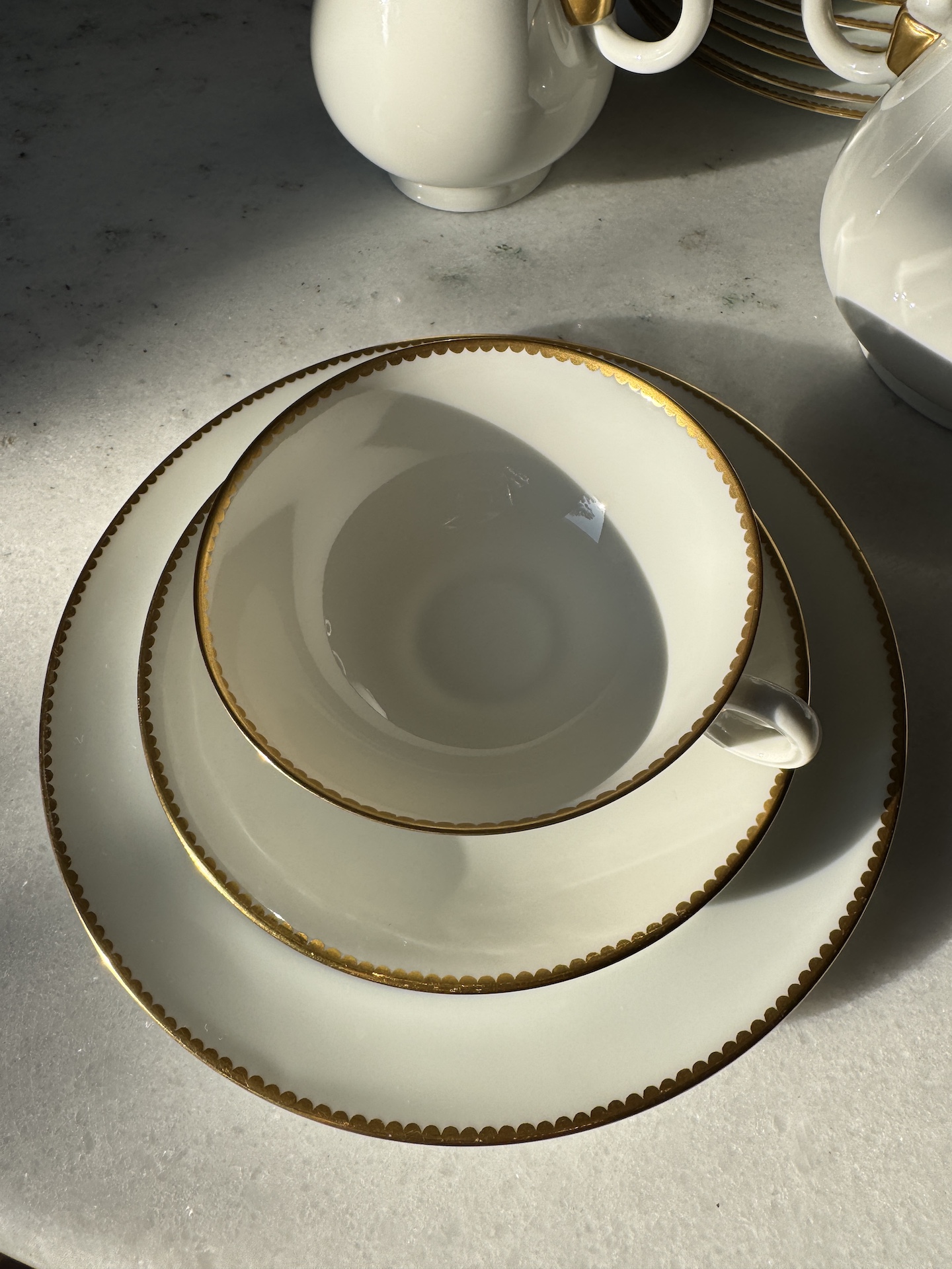 Limoges White and Gold Porcelain Tea and Dessert Service by Albert Vignaud