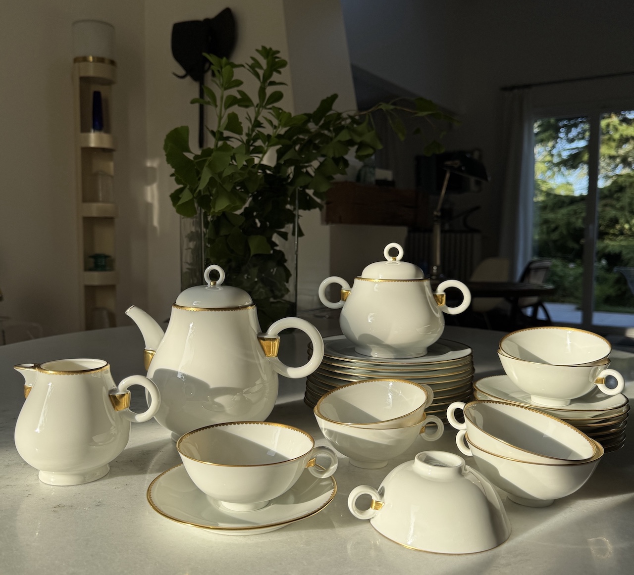 Limoges White and Gold Porcelain Tea and Dessert Service by Albert Vignaud