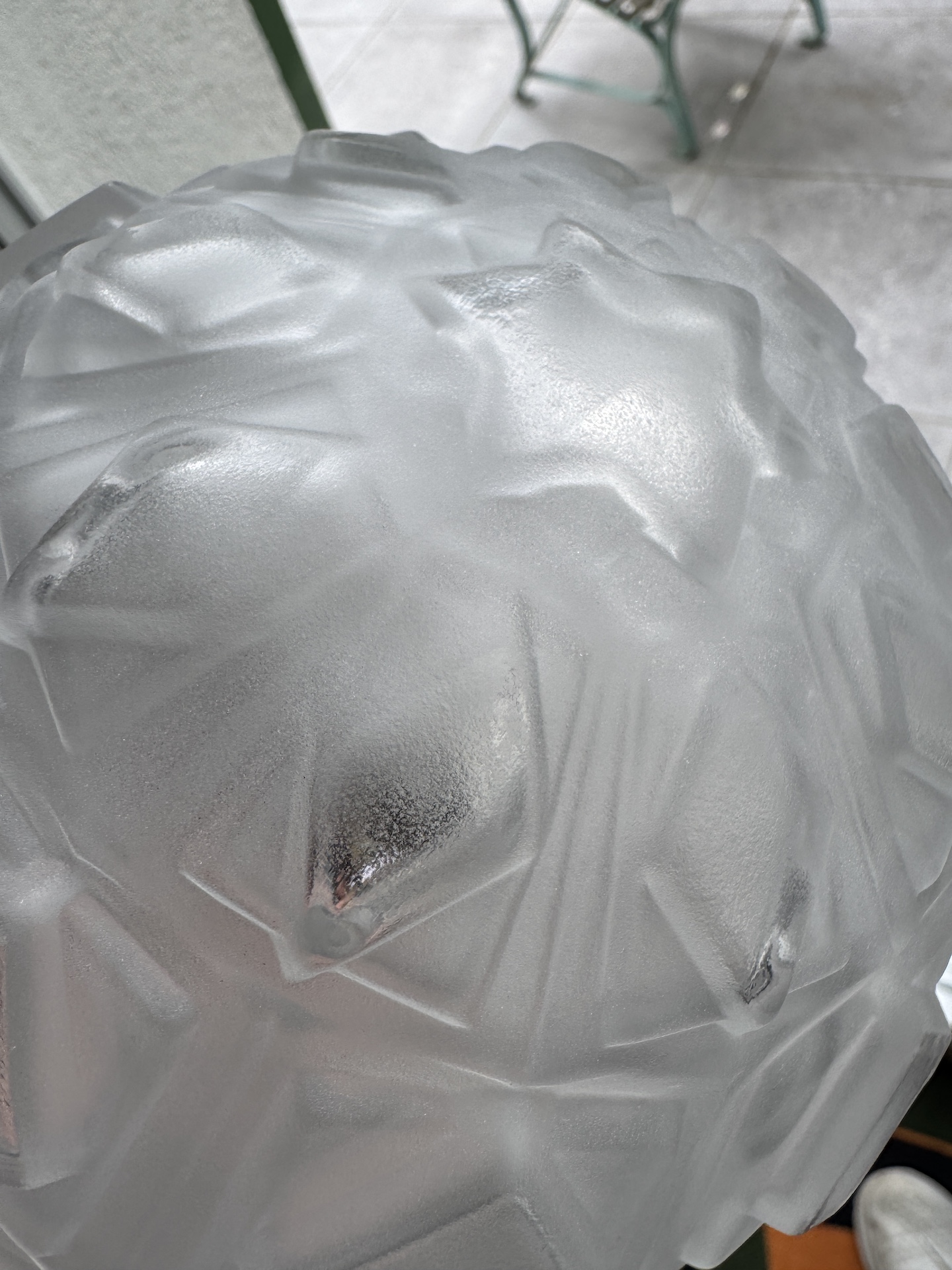 Art Deco Pressed Glass Ball Pendant Lamp a pair available