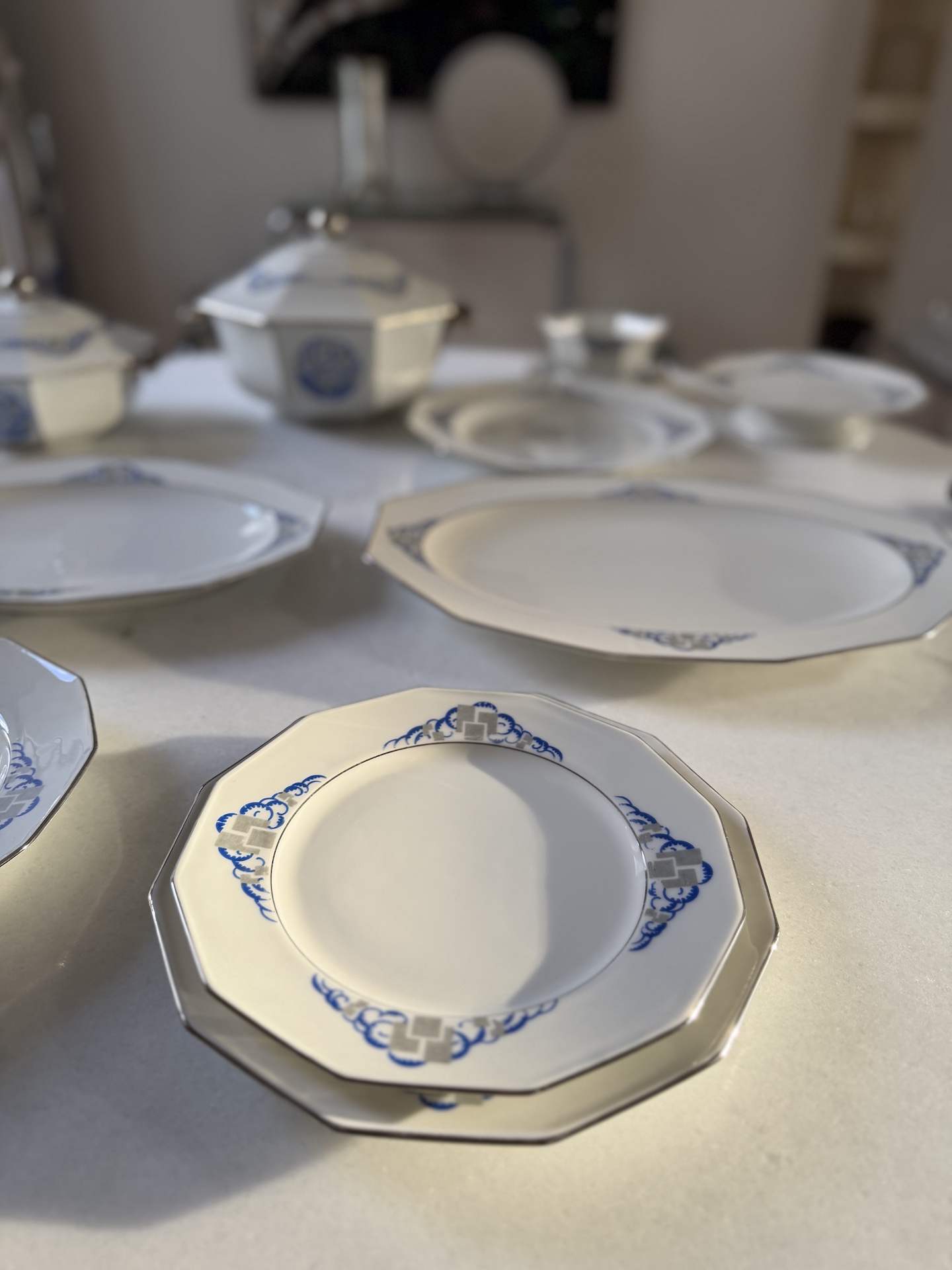 Service de Table Art Déco d'Alfred Lanternier Porcelaine de Limoges 1925 8 personnes