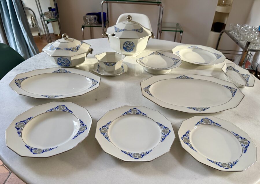 Art Deco Porcelain Tableware set for 8 people Lanternier Limoges