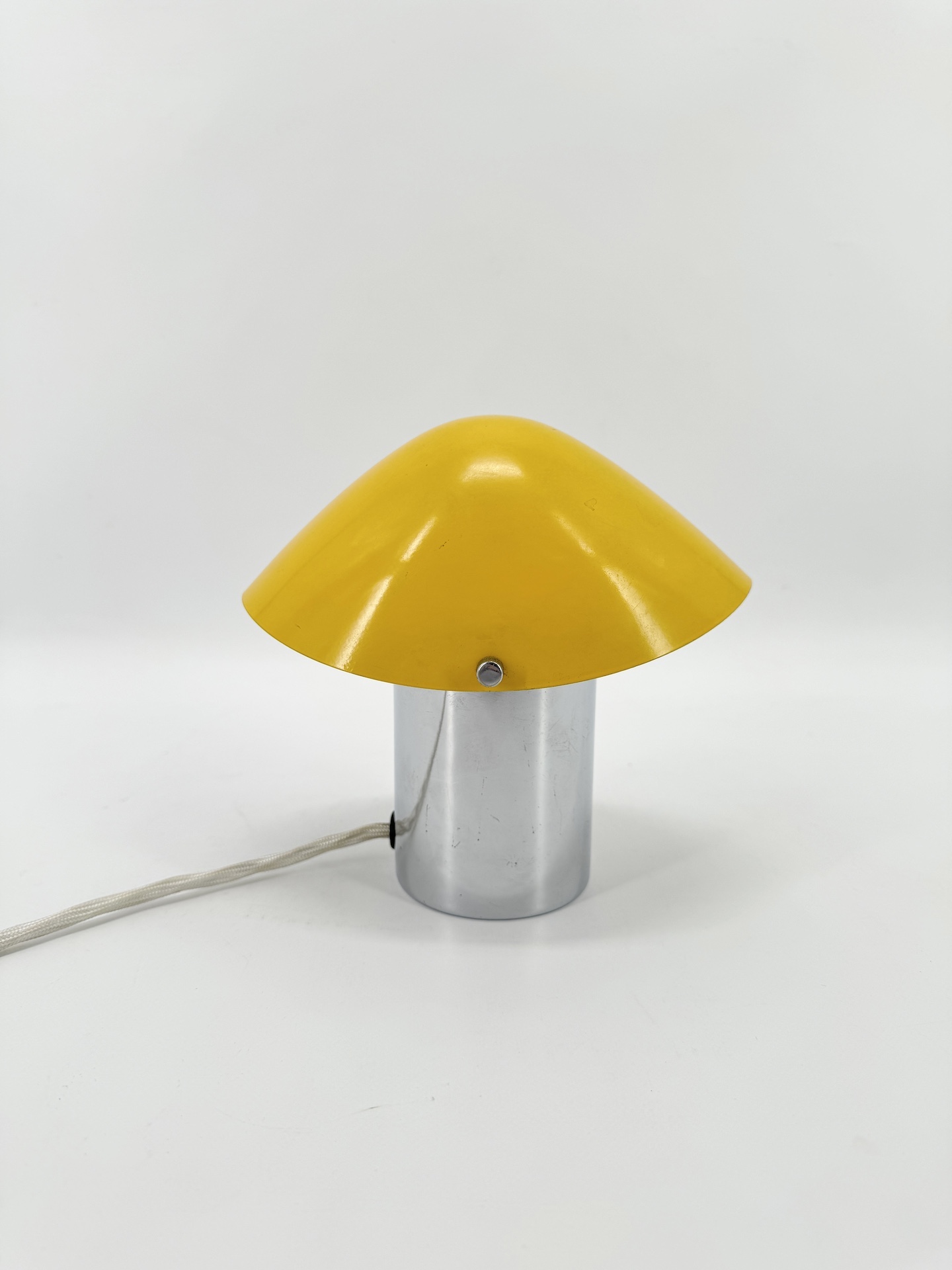 Petite Lampe de Josef Hurka Métal Chromé et Laqué Jaune