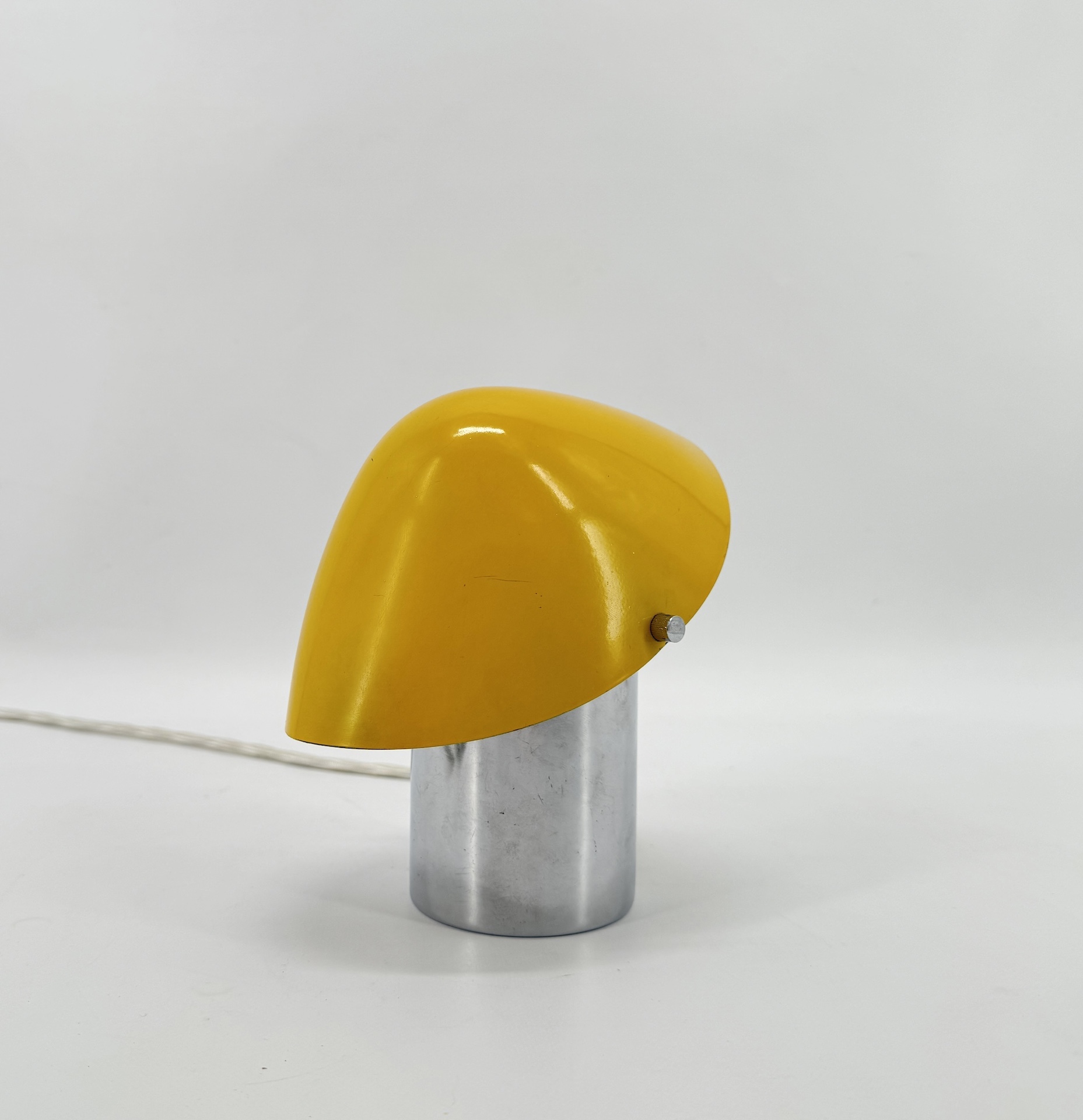 Petite Lampe de Josef Hurka Métal Chromé et Laqué Jaune