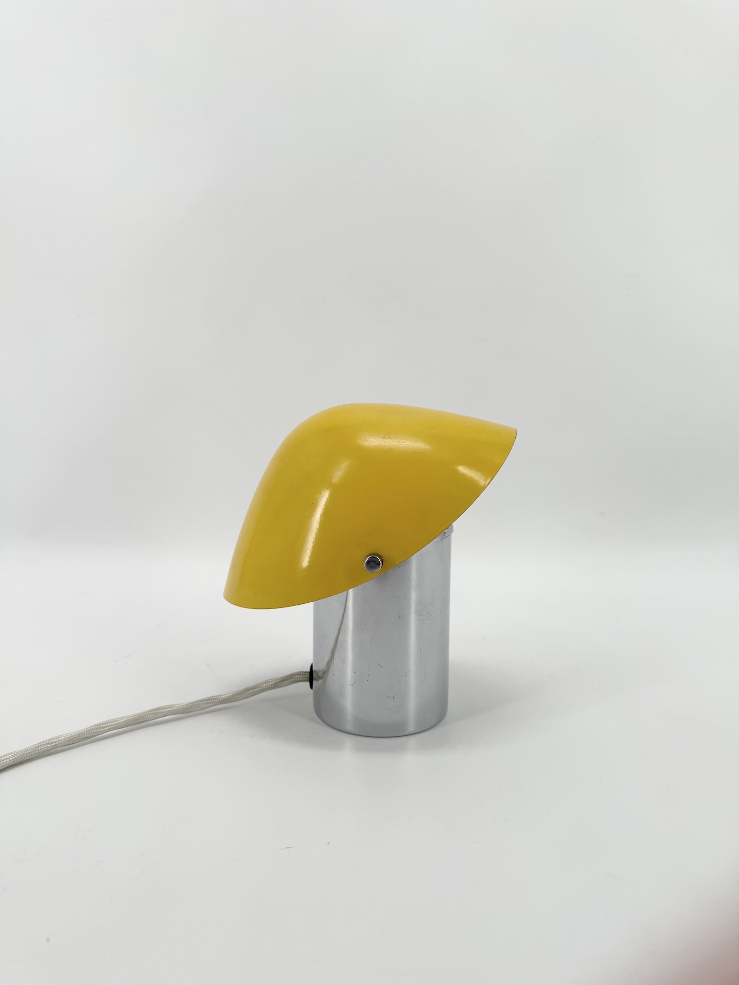 Petite Lampe de Josef Hurka Métal Chromé et Laqué Jaune