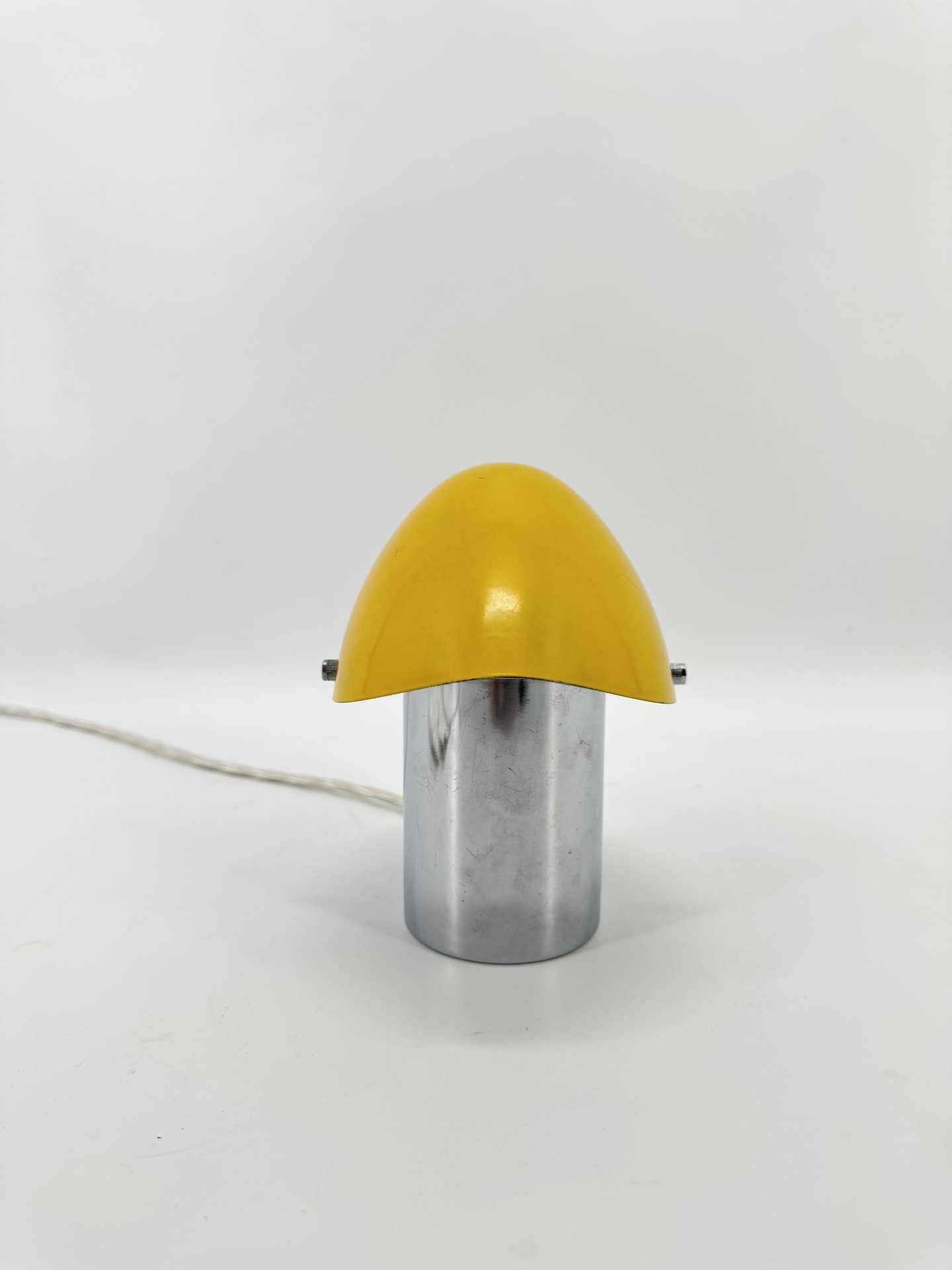 Petite Lampe de Josef Hurka Métal Chromé et Laqué Jaune