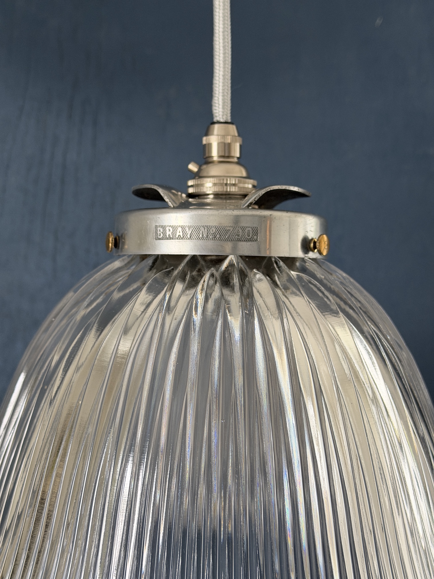 Early 20th Century Holophane Prismatic Glass Pendant Light