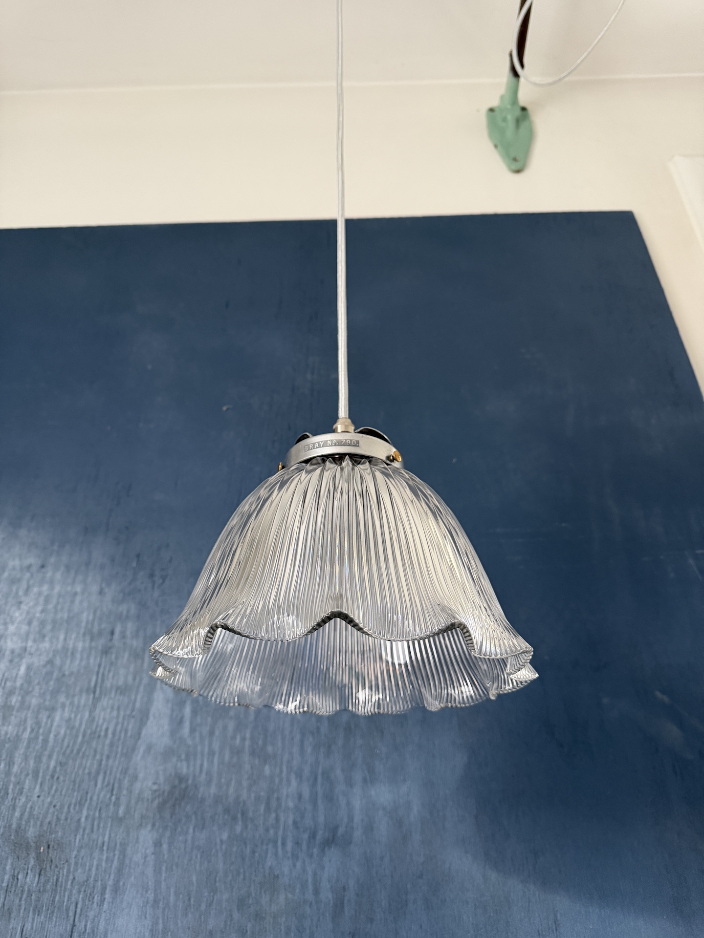 Early 20th Century Holophane Prismatic Glass Pendant Light
