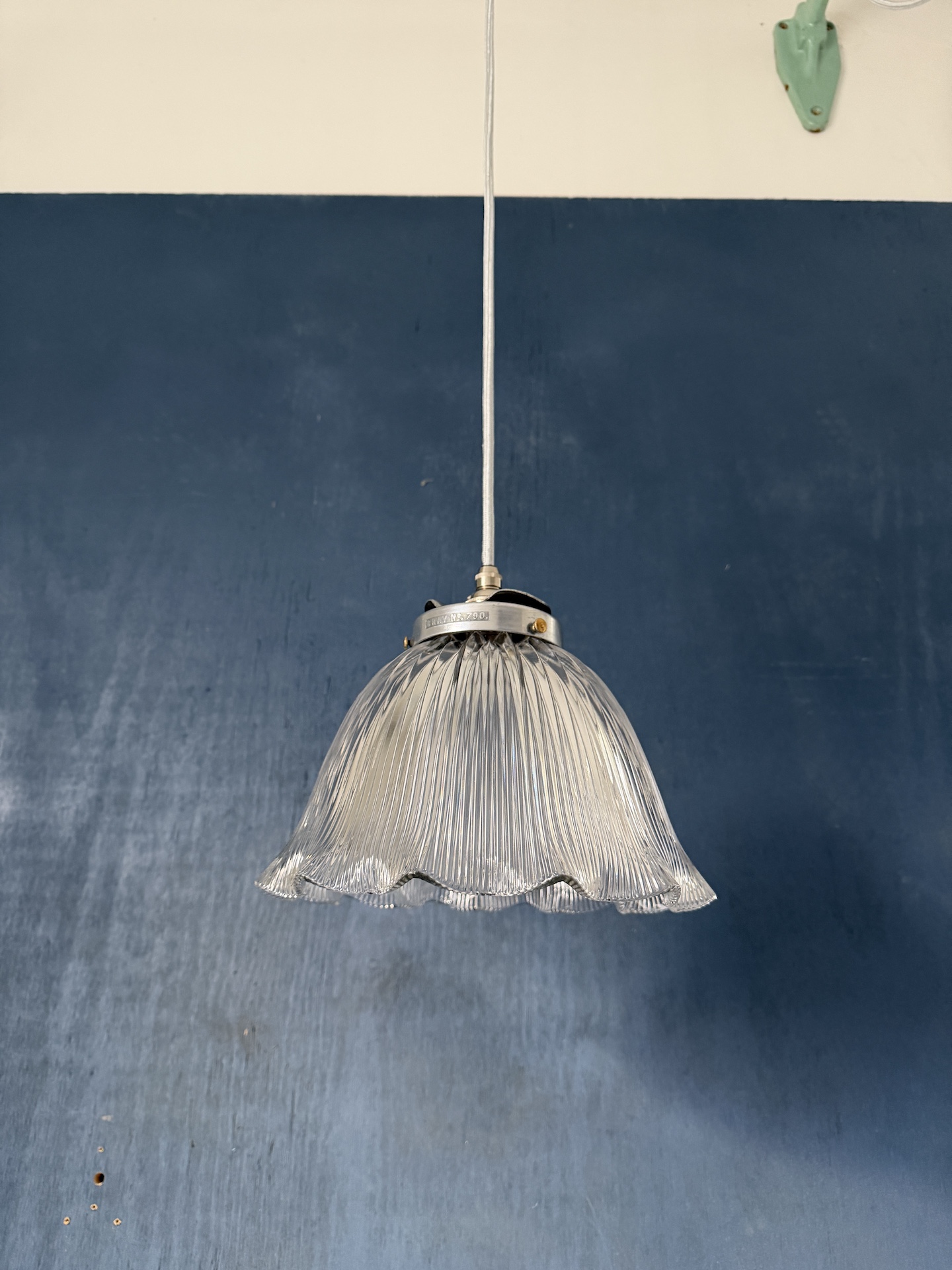 Early 20th Century Holophane Prismatic Glass Pendant Light