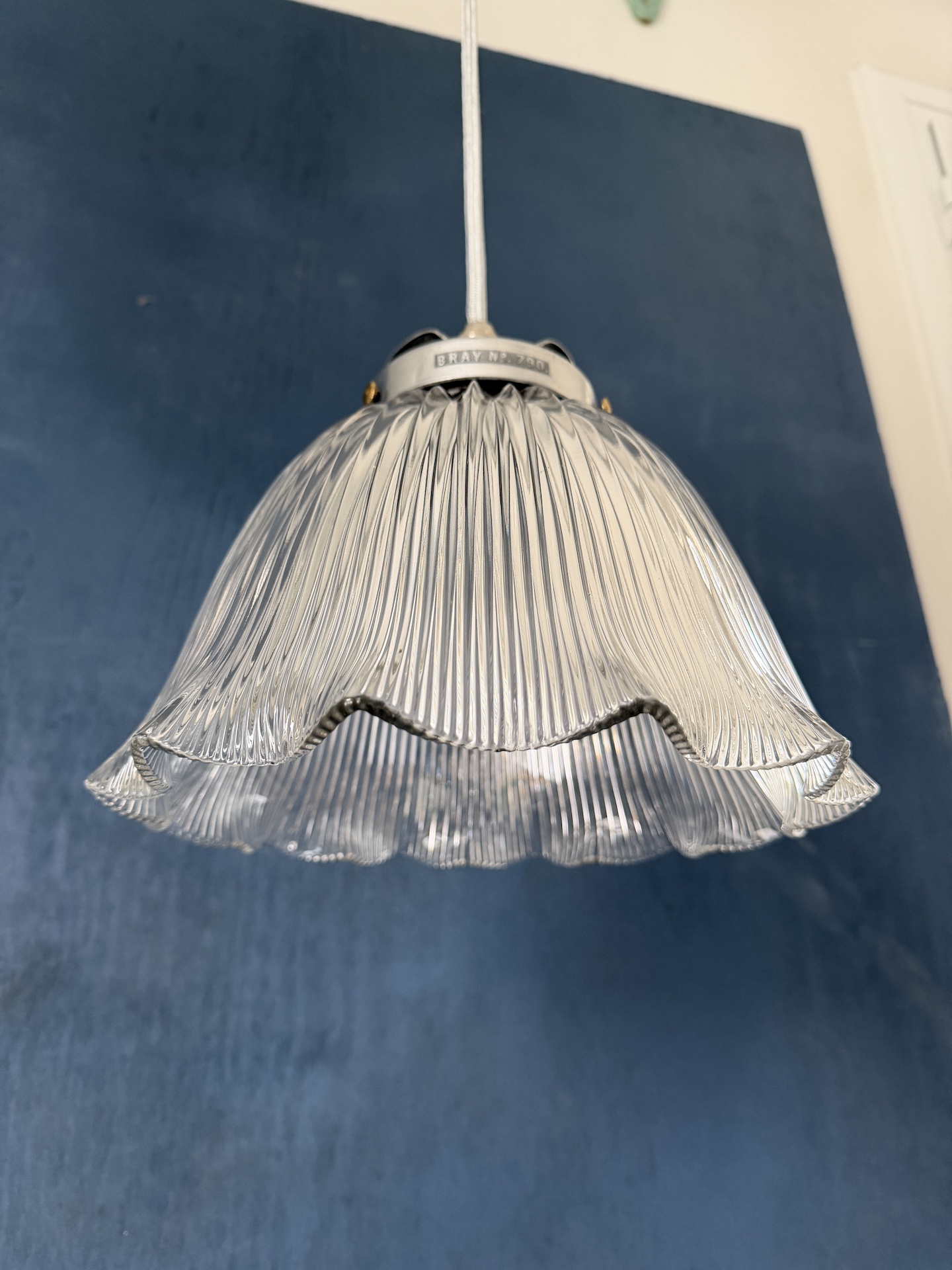 Early 20th Century Holophane Prismatic Glass Pendant Light