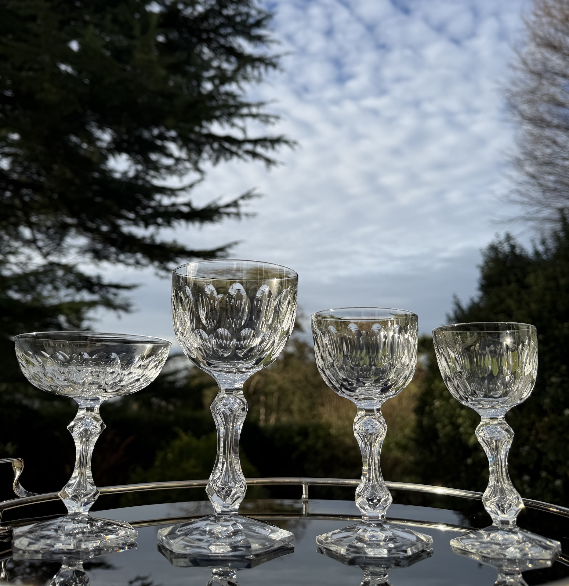 Service de Verres en Cristal Val Saint Lambert Modèle Prince de Galles 49 Pièces