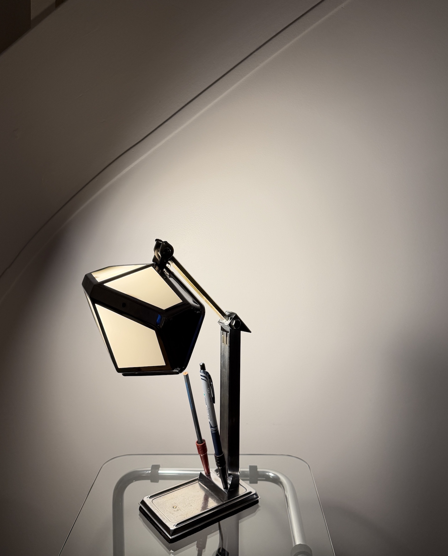 Lampe de Bureau Articulée 1940 avec Porte-stylos et Opalines
